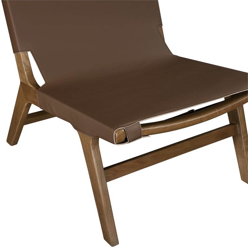Bowery Hill Contemporary Brown Vegan Leather Upholstered Accent Chair