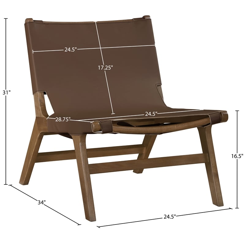 Bowery Hill Contemporary Brown Vegan Leather Upholstered Accent Chair