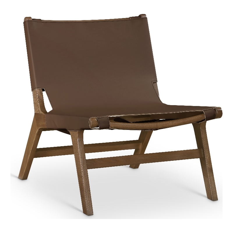 Bowery Hill Contemporary Brown Vegan Leather Upholstered Accent Chair