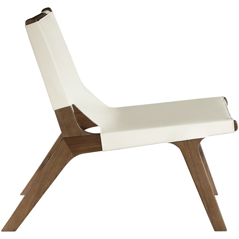 Bowery Hill Contemporary Cream Vegan Leather Upholstered Accent Chair
