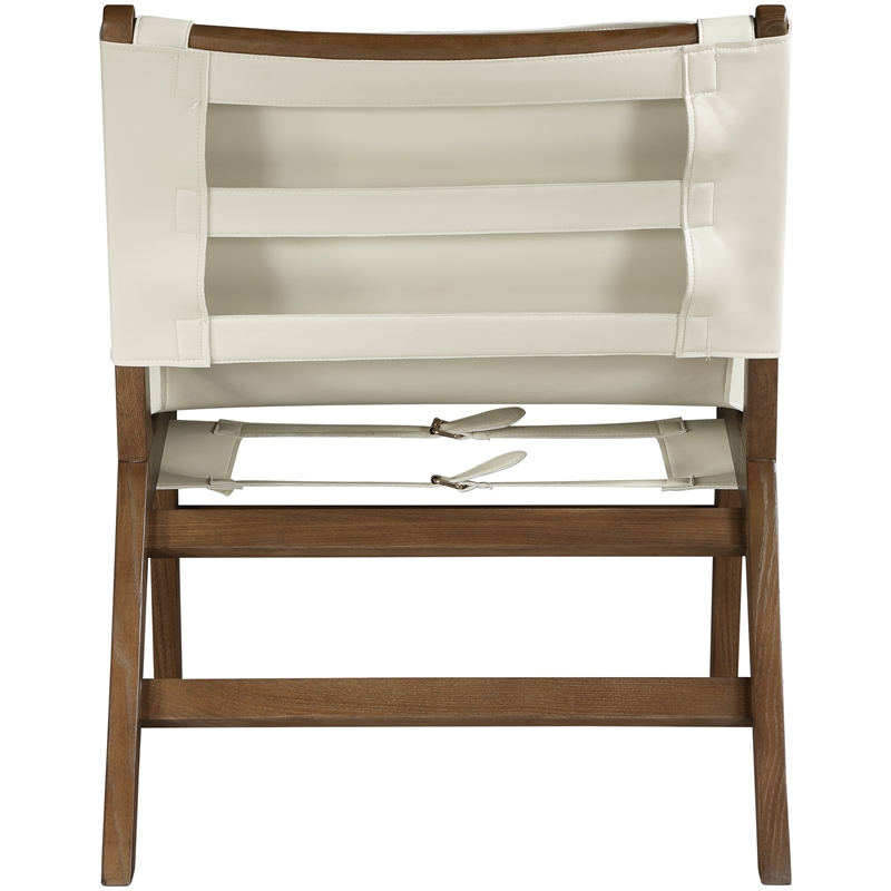Bowery Hill Contemporary Cream Vegan Leather Upholstered Accent Chair