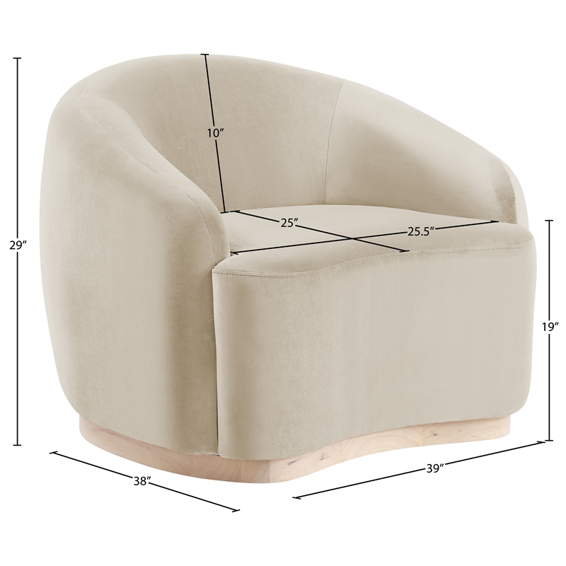 Bowery Hill Contemporary Cream Durable Velvet Upholstered Chair