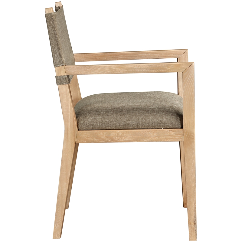 Bowery Hill Contemporary Brown Linen Textured Fabric Dining Arm Chair