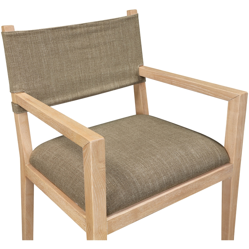 Bowery Hill Contemporary Brown Linen Textured Fabric Dining Arm Chair
