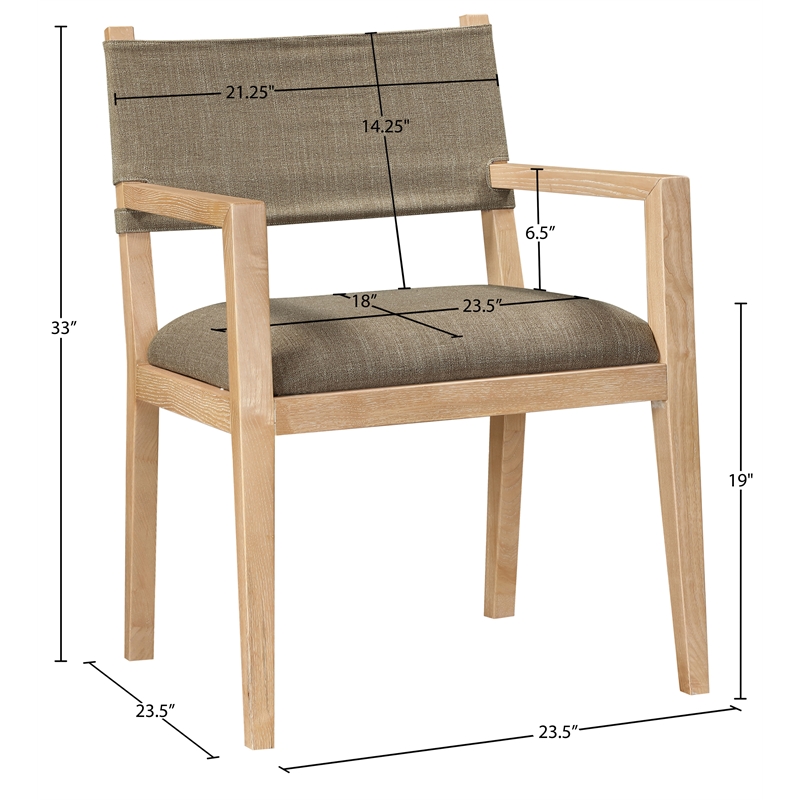 Bowery Hill Contemporary Brown Linen Textured Fabric Dining Arm Chair