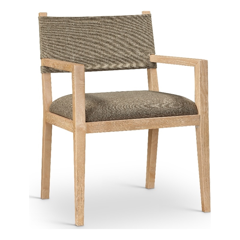 Bowery Hill Contemporary Brown Linen Textured Fabric Dining Arm Chair