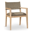 Bowery Hill Contemporary Brown Linen Textured Fabric Dining Arm Chair