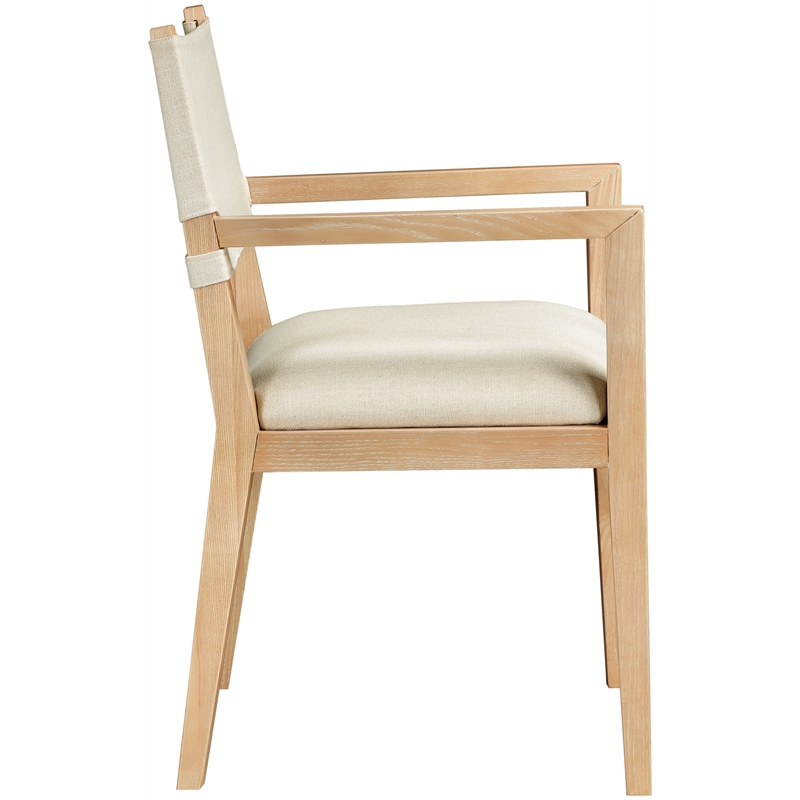 Bowery Hill Contemporary Cream Linen Textured Fabric Dining Arm Chair