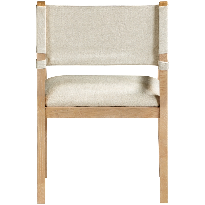 Bowery Hill Contemporary Cream Linen Textured Fabric Dining Arm Chair
