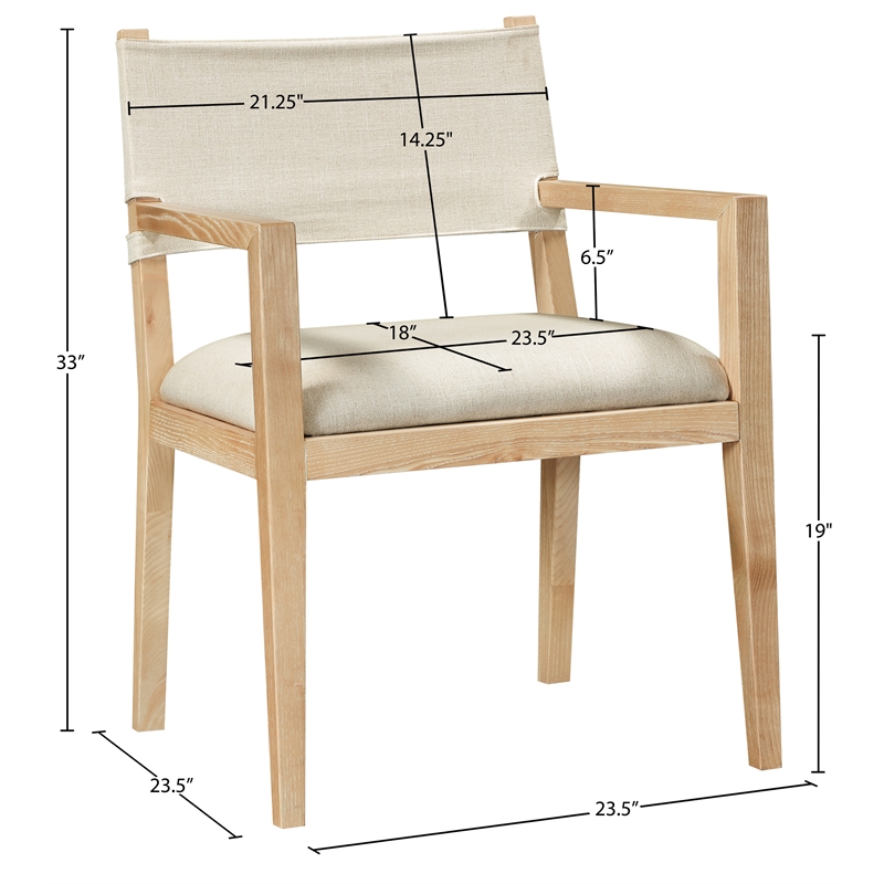 Bowery Hill Contemporary Cream Linen Textured Fabric Dining Arm Chair