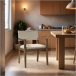Bowery Hill Contemporary Beige Linen Textured Fabric Dining Arm Chair