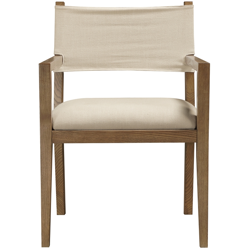 Bowery Hill Contemporary Beige Linen Textured Fabric Dining Arm Chair