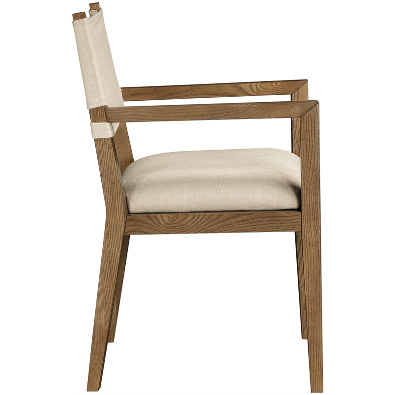 Bowery Hill Contemporary Beige Linen Textured Fabric Dining Arm Chair
