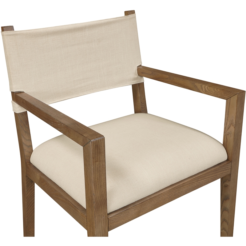 Bowery Hill Contemporary Beige Linen Textured Fabric Dining Arm Chair