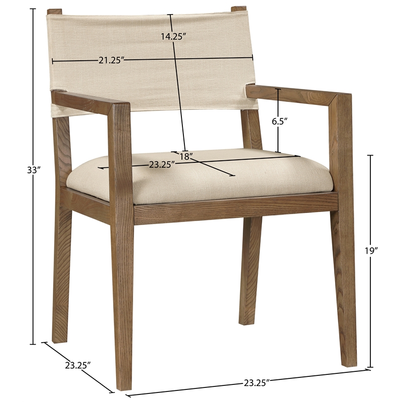 Bowery Hill Contemporary Beige Linen Textured Fabric Dining Arm Chair