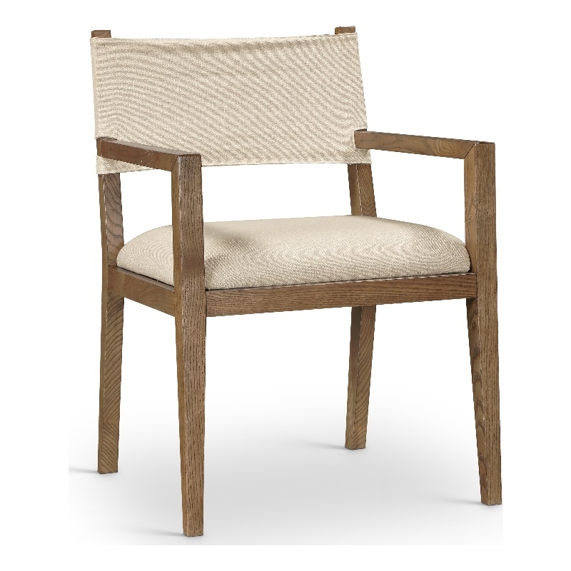 Bowery Hill Contemporary Beige Linen Textured Fabric Dining Arm Chair