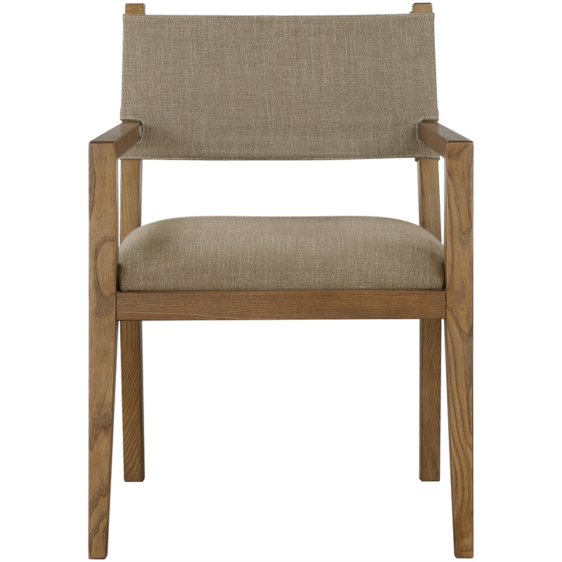 Bowery Hill Contemporary Brown Linen Textured Fabric Dining Arm Chair