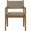 Bowery Hill Contemporary Brown Linen Textured Fabric Dining Arm Chair