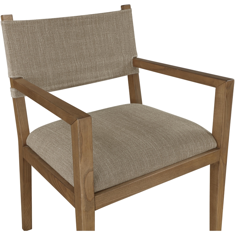 Bowery Hill Contemporary Brown Linen Textured Fabric Dining Arm Chair