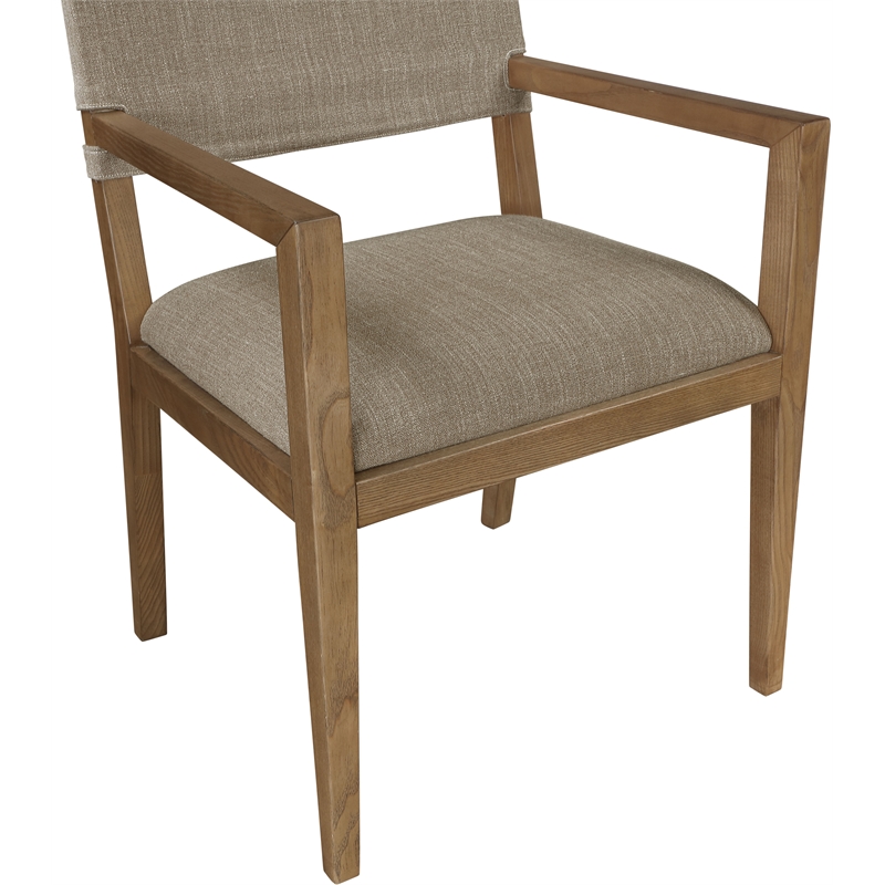 Bowery Hill Contemporary Brown Linen Textured Fabric Dining Arm Chair