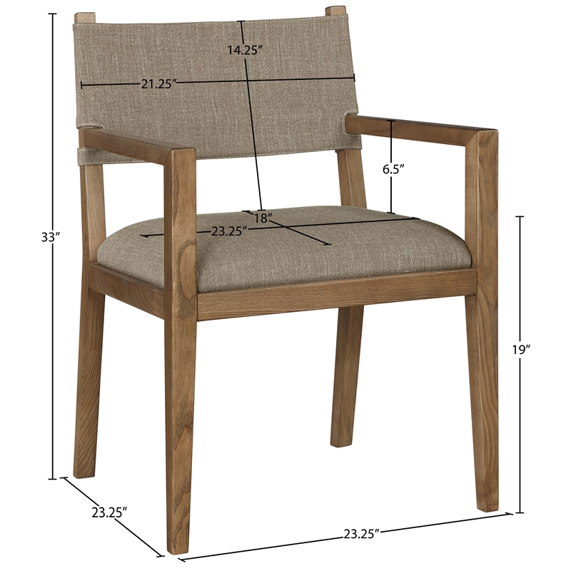 Bowery Hill Contemporary Brown Linen Textured Fabric Dining Arm Chair