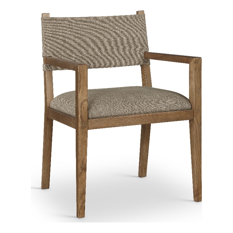 Bowery Hill Contemporary Brown Linen Textured Fabric Dining Arm Chair
