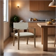 Bowery Hill Contemporary Cream Linen Textured Fabric Dining Arm Chair