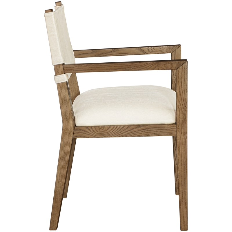 Bowery Hill Contemporary Cream Linen Textured Fabric Dining Arm Chair