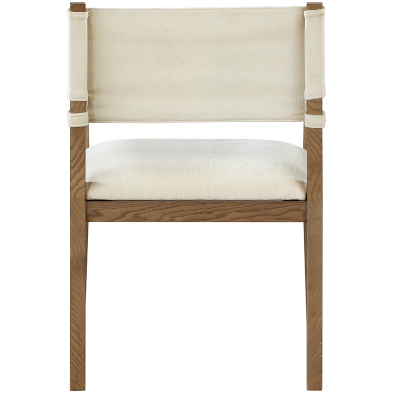 Bowery Hill Contemporary Cream Linen Textured Fabric Dining Arm Chair