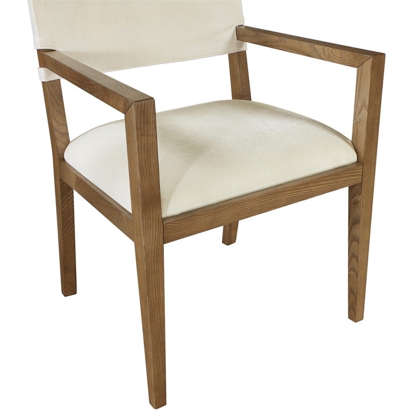 Bowery Hill Contemporary Cream Linen Textured Fabric Dining Arm Chair