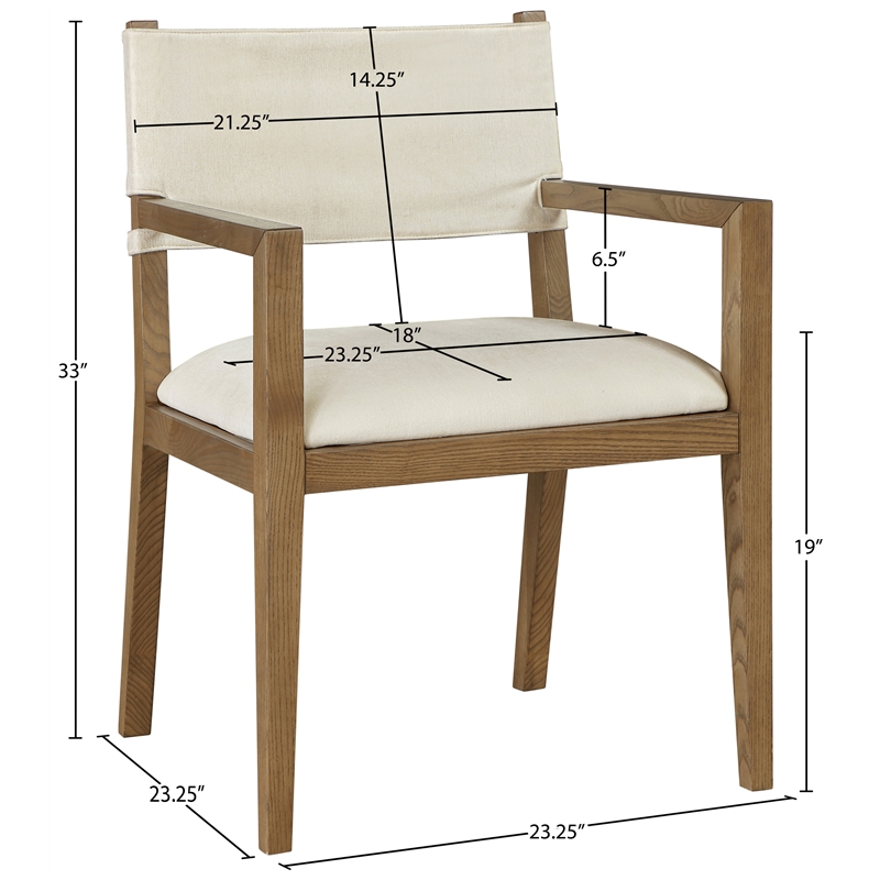 Bowery Hill Contemporary Cream Linen Textured Fabric Dining Arm Chair