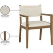 Bowery Hill Contemporary Cream Linen Textured Fabric Dining Arm Chair