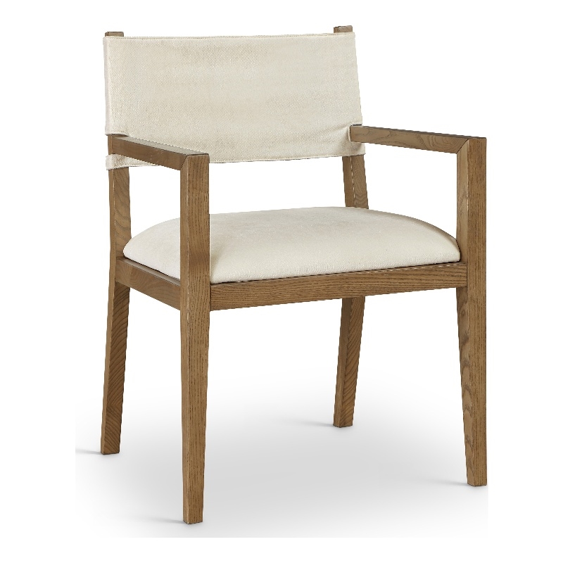 Bowery Hill Contemporary Cream Linen Textured Fabric Dining Arm Chair