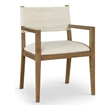 Bowery Hill Contemporary Cream Linen Textured Fabric Dining Arm Chair
