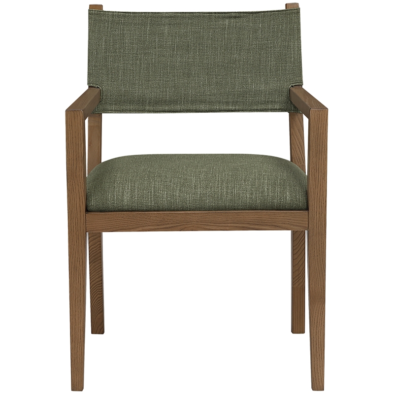 Bowery Hill Contemporary Olive Linen Textured Fabric Dining Arm Chair