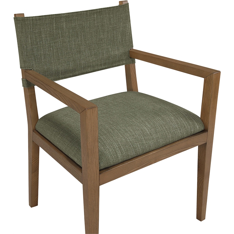 Bowery Hill Contemporary Olive Linen Textured Fabric Dining Arm Chair
