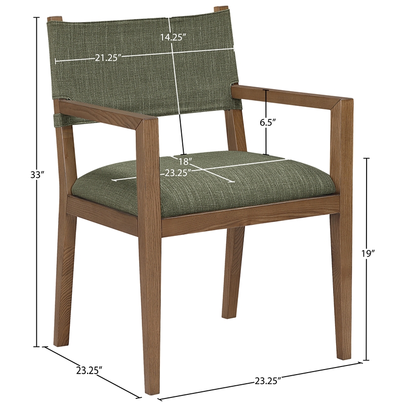 Bowery Hill Contemporary Olive Linen Textured Fabric Dining Arm Chair