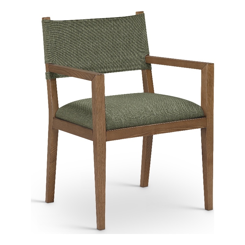 Bowery Hill Contemporary Olive Linen Textured Fabric Dining Arm Chair