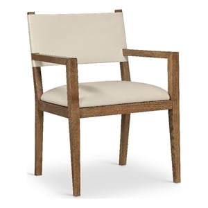 Bowery Hill Contemporary Beige Vegan Leather Dining Arm Chair