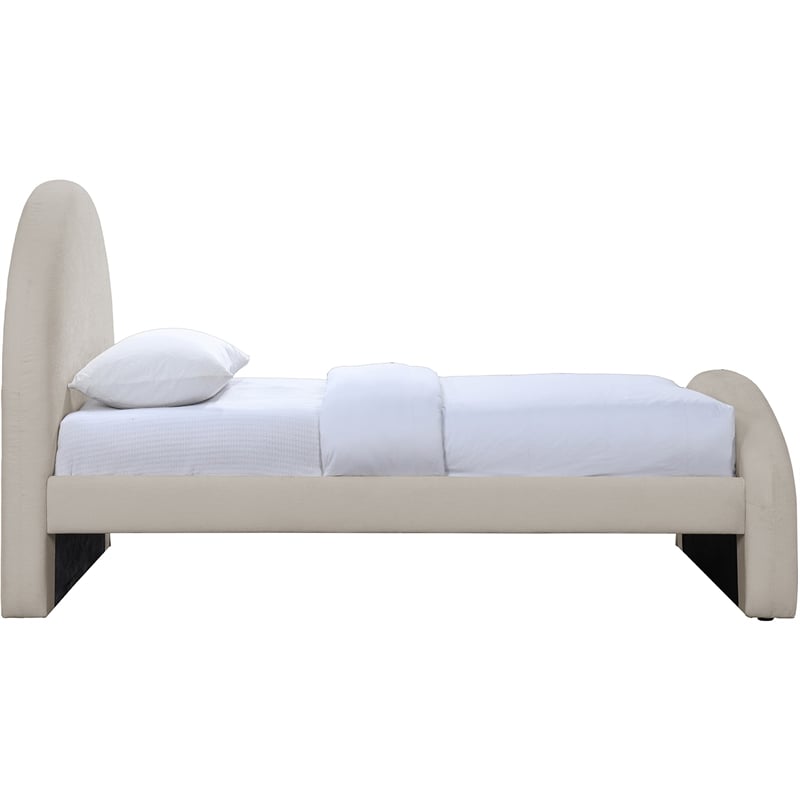 Bowery Hill Contemporary Beige Chenille Fabric Upholstered Twin Bed