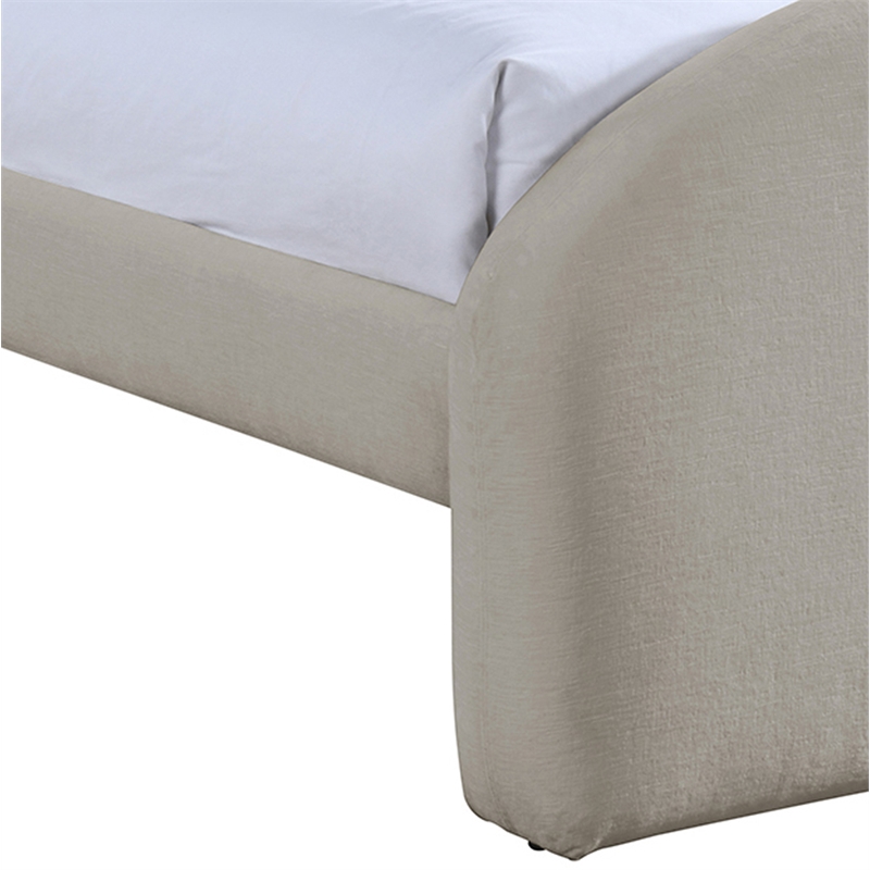 Bowery Hill Contemporary Beige Chenille Fabric Upholstered Twin Bed