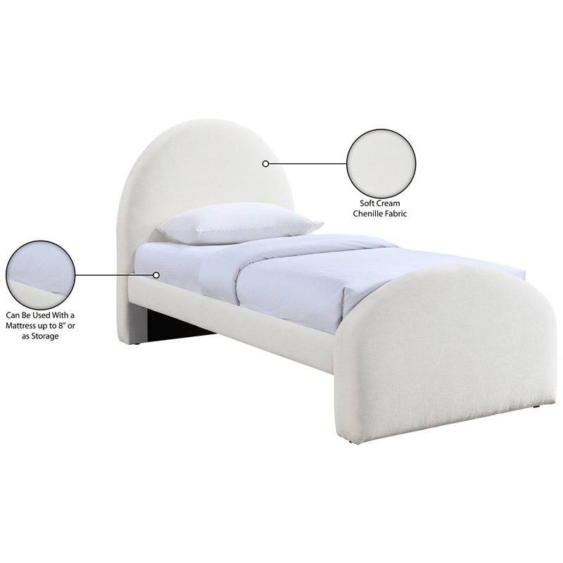 Bowery Hill Contemporary Cream Chenille Fabric Upholstered Twin Bed