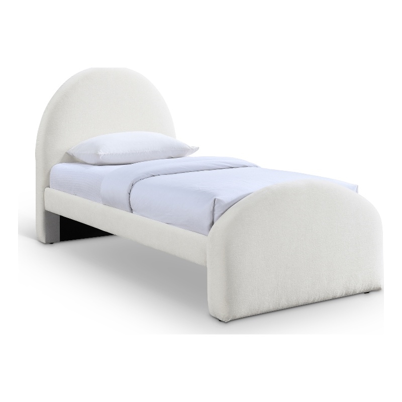 Bowery Hill Contemporary Cream Chenille Fabric Upholstered Twin Bed