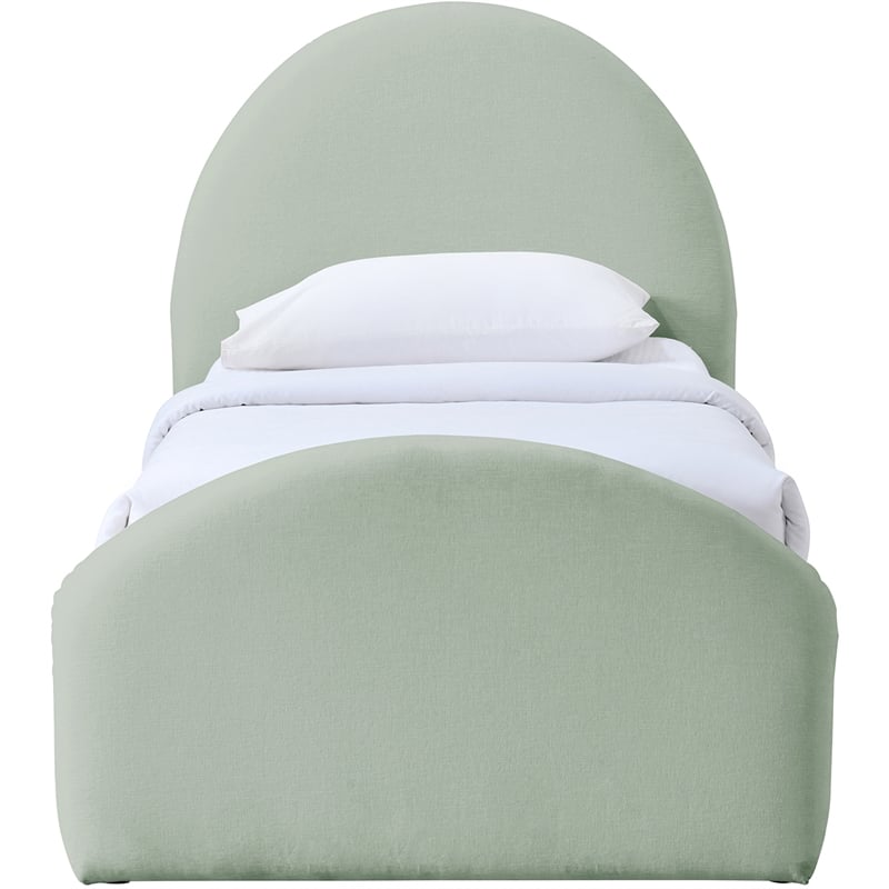 Bowery Hill Contemporary Mint Chenille Fabric Upholstered Twin Bed