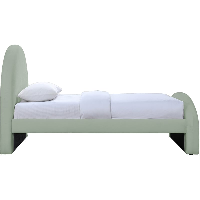 Bowery Hill Contemporary Mint Chenille Fabric Upholstered Twin Bed