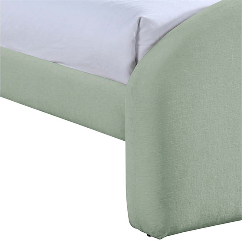 Bowery Hill Contemporary Mint Chenille Fabric Upholstered Twin Bed