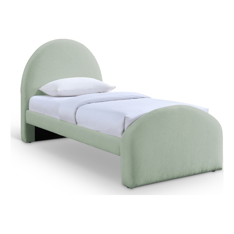 Bowery Hill Contemporary Mint Chenille Fabric Upholstered Twin Bed