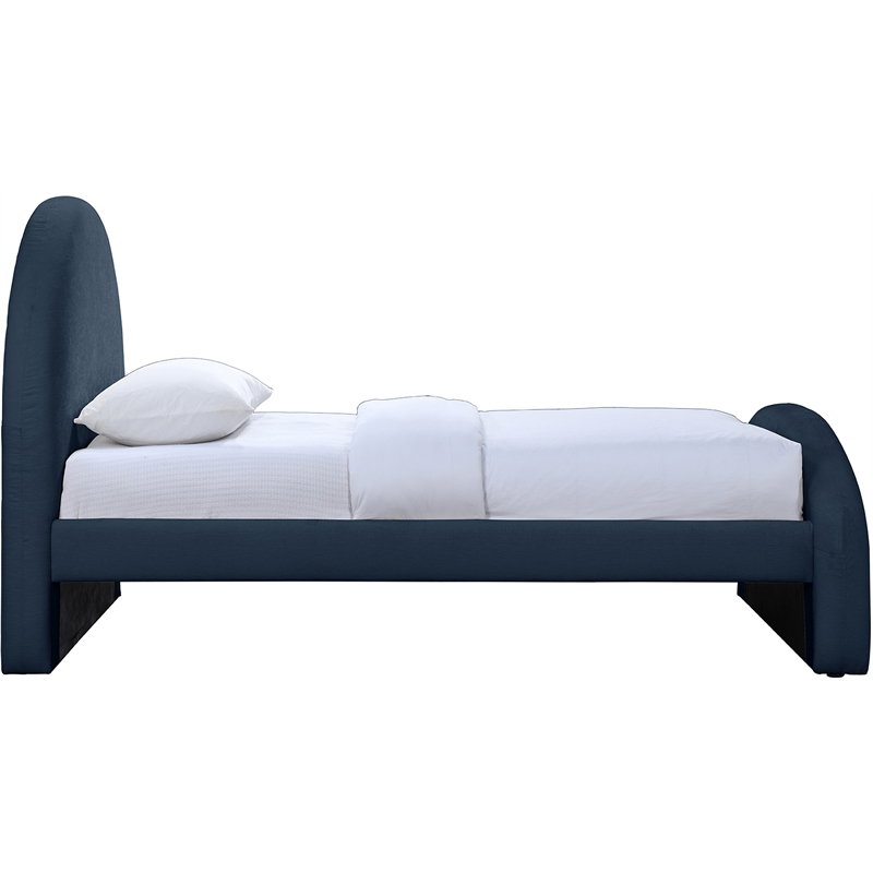 Bowery Hill Contemporary Navy Chenille Fabric Upholstered Twin Bed