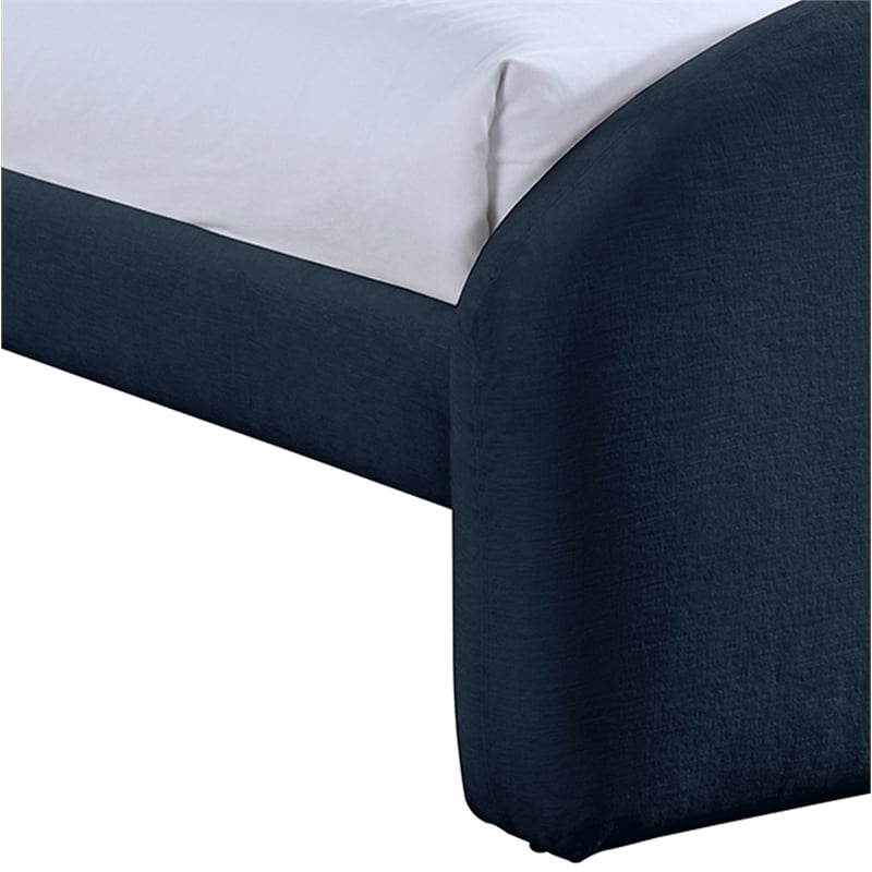 Bowery Hill Contemporary Navy Chenille Fabric Upholstered Twin Bed