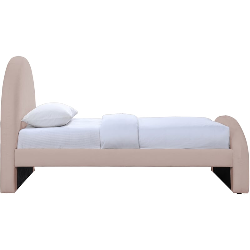 Bowery Hill Contemporary Pink Chenille Fabric Upholstered Twin Bed